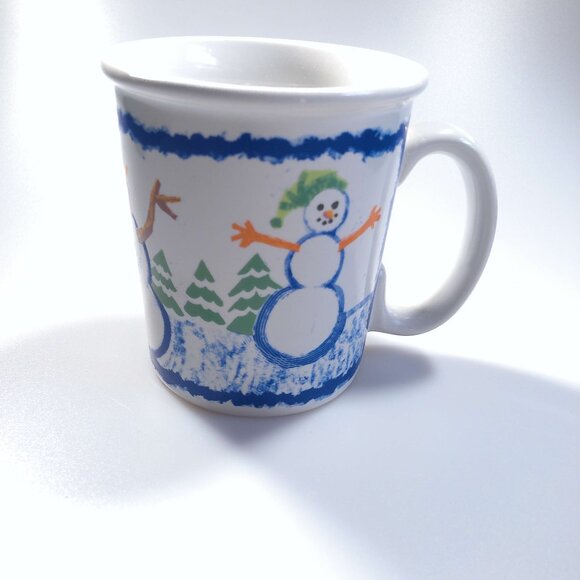 Vintage Huge Over Sized Christmas Coffee Mug Holiday Snowman - Picture 1 of 6